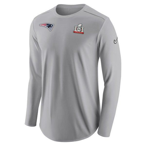 New England Patriots Super Bowl Li Grey Men's Long Sleeve T-Shirt inbean