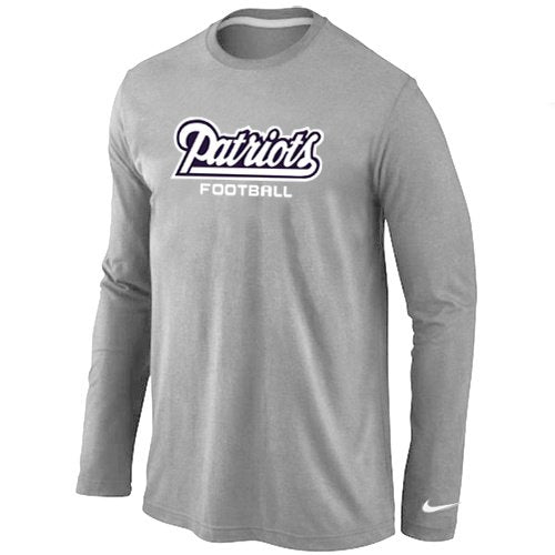 Nike New England Patriots Authentic font Long Sleeve T-Shirt Grey inbean