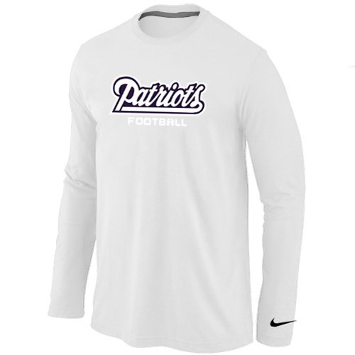 Nike New England Patriots Authentic font Long Sleeve T-Shirt White inbean