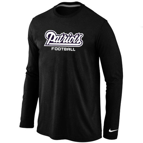 Nike New England Patriots Authentic font Long Sleeve T-Shirt Black inbean