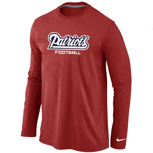 Nike New England Patriots Authentic font Long Sleeve T-Shirt Red inbean