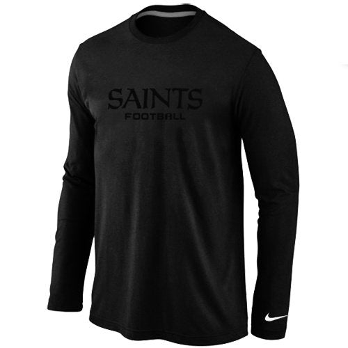 Nike New Orleans Saints Authentic font Long Sleeve T-Shirt Black inbean