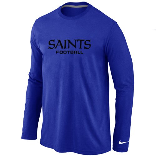 Nike New Orleans Saints Authentic font Long Sleeve T-Shirt blue inbean