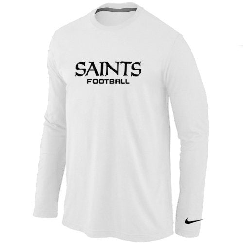 Nike New Orleans Saints Authentic font Long Sleeve T-Shirt White inbean