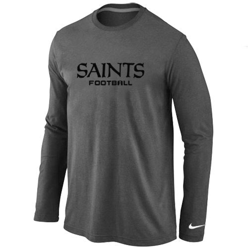 Nike New Orleans Saints Authentic font Long Sleeve T-Shirt D.Grey inbean