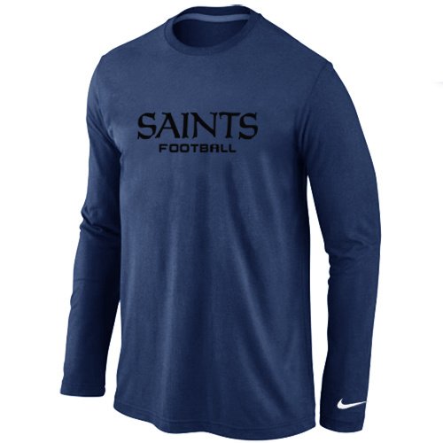 Nike New Orleans Saints Authentic font Long Sleeve T-Shirt D.Blue inbean