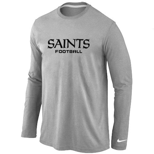 Nike New Orleans Saints Authentic font Long Sleeve T-Shirt Grey inbean