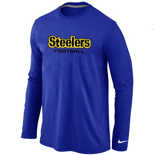 Nike Pittsburgh Steelers Authentic font Long Sleeve T-Shirt blue inbean