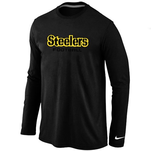 Nike Pittsburgh Steelers Authentic font Long Sleeve T-Shirt Black inbean