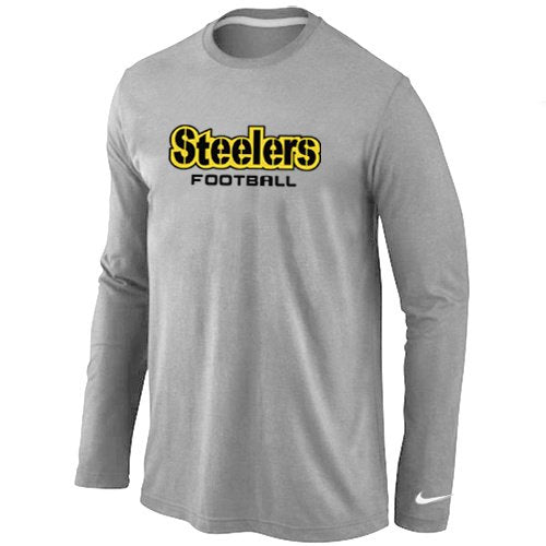 Nike Pittsburgh Steelers Authentic font Long Sleeve T-Shirt Grey inbean