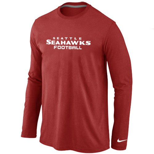 Nike Seattle Seahawks Authentic font Long Sleeve T-Shirt Red inbean