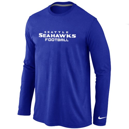 Nike Seattle Seahawks Authentic font Long Sleeve T-Shirt blue inbean