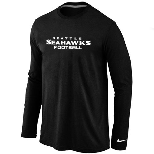 Nike Seattle Seahawks Authentic font Long Sleeve T-Shirt Black inbean