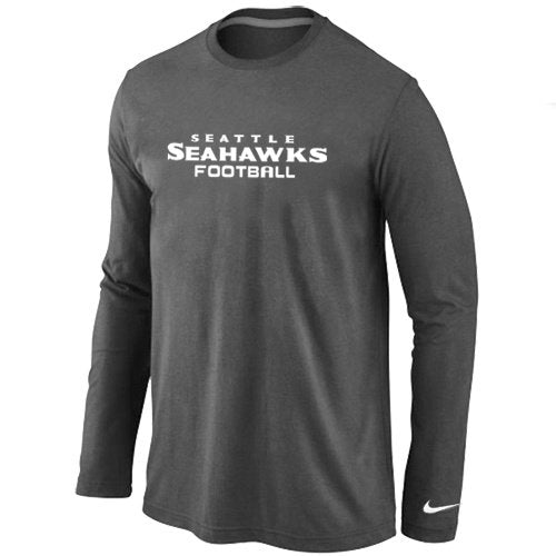 Nike Seattle Seahawks Authentic font Long Sleeve T-Shirt D.Grey inbean