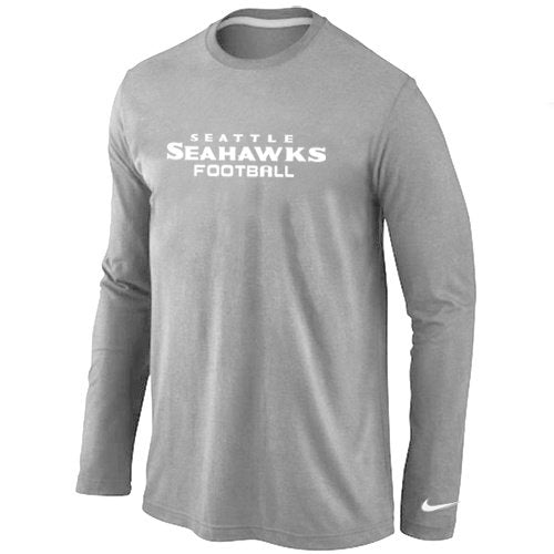 Nike Seattle Seahawks Authentic font Long Sleeve T-Shirt Grey inbean