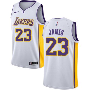 Youth Nike Los Angeles Lakers #23 LeBron James White NBA Swingman Association Edition Jersey inbean