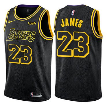 Youth Nike Los Angeles Lakers #23 LeBron James Black NBA Swingman City Edition Jersey inbean