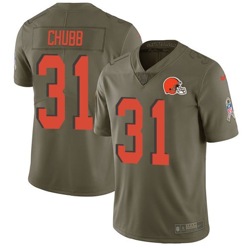 Nike Browns #31 Nick Chubb Olive Youth Stitched NFL Limited 2017 Salute to Service Jersey inbean