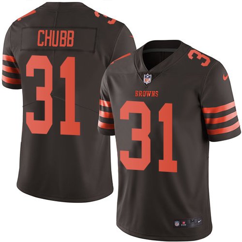 Nike Browns #31 Nick Chubb Brown Youth Stitched NFL Limited Rush Jersey inbean