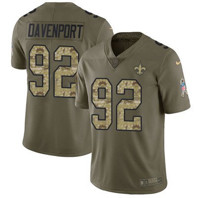 Nike Saints #92 Marcus Davenport Olive Camo Youth Stitched NFL Limited 2017 Salute to Service Jersey inbean