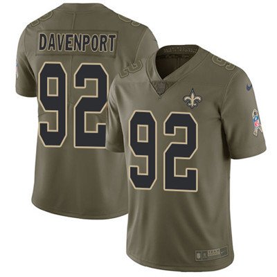 Nike Saints #92 Marcus Davenport Olive Youth Stitched NFL Limited 2017 Salute to Service Jersey inbean