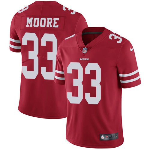 Youth Nike 49ers 33 Tarvarius Moore Red Team Color Stitched NFL Vapor Untouchable Limited Jersey inbean