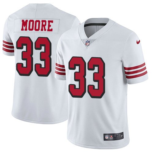 Youth Nike 49ers 33 Tarvarius Moore White Rush Stitched NFL Vapor Untouchable Limited Jersey inbean