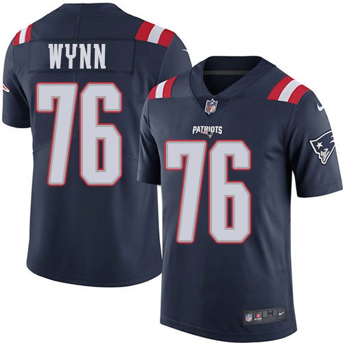 Kids Nike Patriots 76 Isaiah Wynn Navy Blue Stitched NFL Limited Rush Jersey inbean