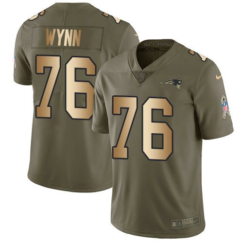 Kids Nike Patriots 76 Isaiah Wynn Olive Gold Stitched NFL Limited 2017 Salute To Service Jersey inbean