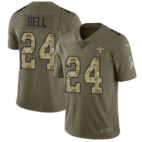 Kids Nike Saints 24 Vonn Bell Olive Camo Stitched NFL Limited 2017 Salute To Service Jersey inbean