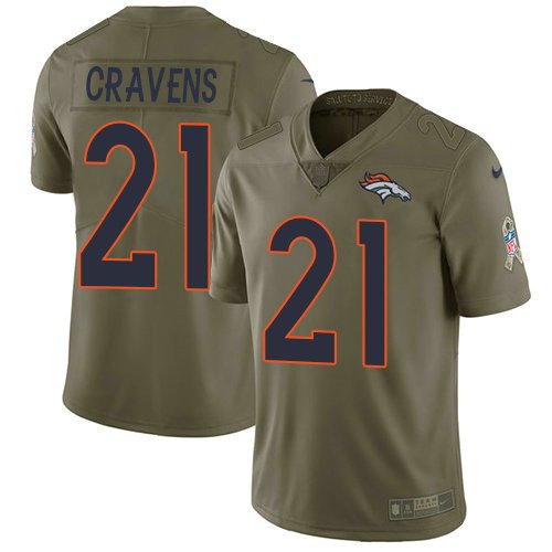 Youth Nike Broncos 21 Su'a Cravens Olive Stitched NFL Limited 2017 Salute To Service Jersey inbean