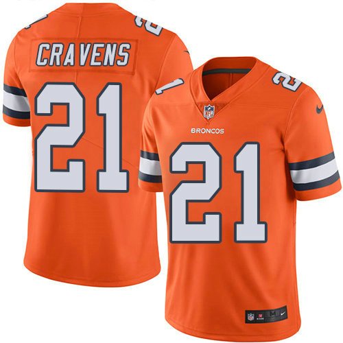 Youth Nike Broncos 21 Su'a Cravens Orange Stitched NFL Limited Rush Jersey inbean