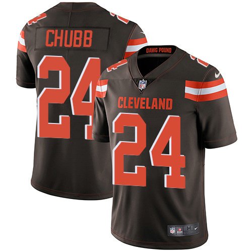 Youth Nike Browns 24 Nick Chubb Brown Team Color Stitched NFL Vapor Untouchable Limited Jersey inbean