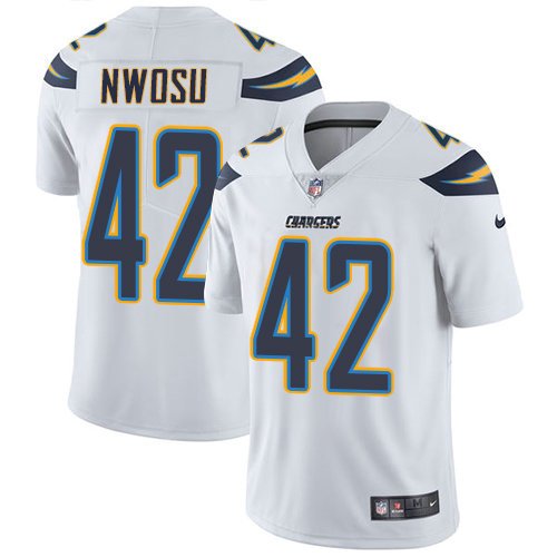 Youth Nike Chargers 42 Uchenna Nwosu White Stitched NFL Vapor Untouchable Limited Jersey inbean