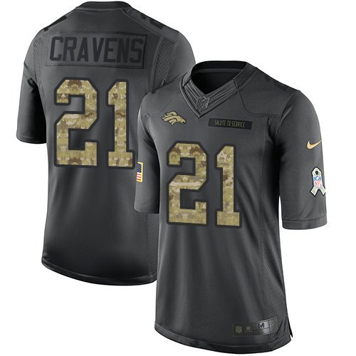 Youth Nike Denver Broncos 21 Su'a Cravens Olive Camo Stitched NFL Limited 2017 Salute To Service Jersey inbean