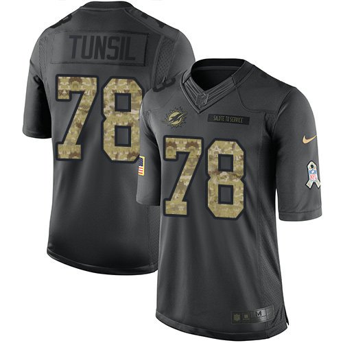 Youth Nike Dolphins 78 Laremy Tunsil Black Stitched NFL Limited 2016 Salute to Service Jersey inbean