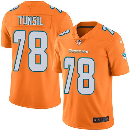 Youth Nike Dolphins 78 Laremy Tunsil Orange Stitched NFL Limited Rush Jersey inbean