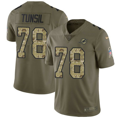 Youth Nike Dolphins 78 Laremy Tunsil Olive Camo Stitched NFL Limited 2017 Salute To Service Jersey inbean