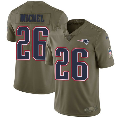 Youth Nike Patriots 26 Sony Michel Olive Stitched NFL Limited 2017 Salute To Service Jersey inbean