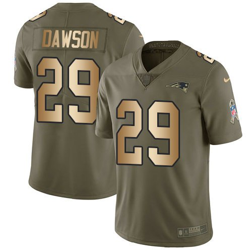 Youth Nike Patriots 29 Duke Dawson Olive Gold Stitched NFL Limited 2017 Salute To Service Jersey inbean