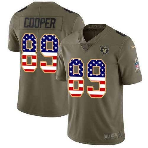 Youth Nike Oakland Raiders 89 Amari Cooper Olive USA Flag Stitched NFL Limited 2017 Salute to Service Jersey inbean