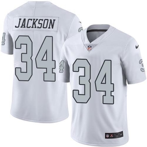 Youth Nike Oakland Raiders 34 Bo Jackson White Stitched NFL Limited Rush Jersey inbean