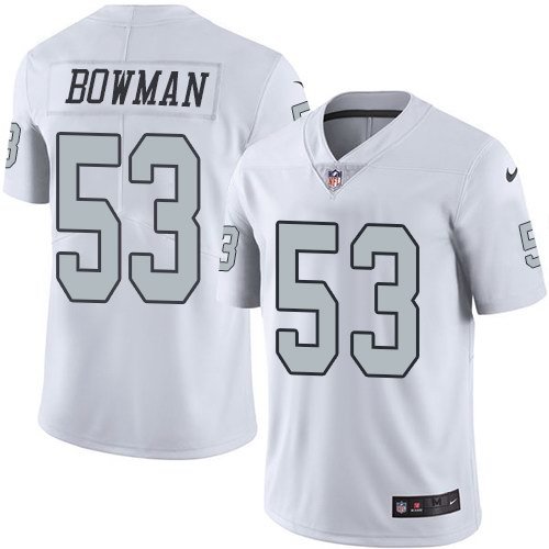 Youth Nike Oakland Raiders 53 NaVorro Bowman White Stitched NFL Limited Rush Jersey inbean