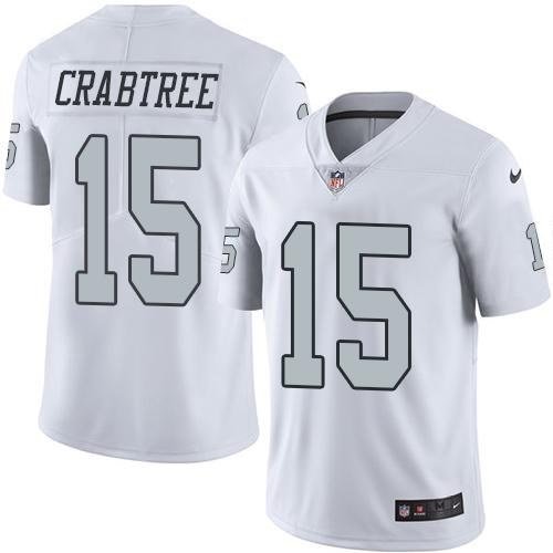 Youth Nike Oakland Raiders 15 Michael Crabtree White Stitched NFL Limited Rush Jersey inbean