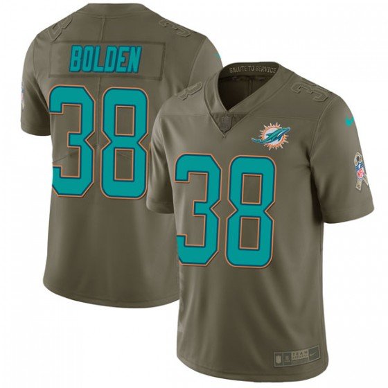 Youth Miami Dolphins #38 Brandon Bolden Nike Limited 2017 Salute to Service Green Jersey inbean