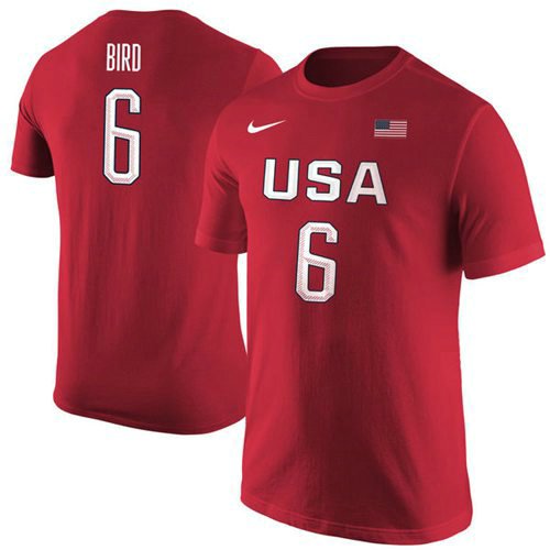 Team USA 6 Sue Bird Basketball Nike Name & Number T-Shirt Red inbean