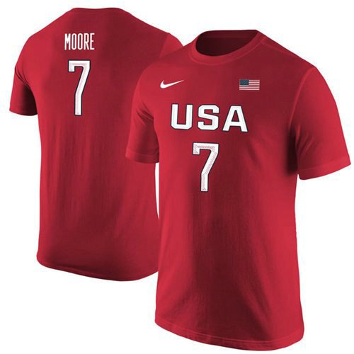 Team USA 7 Maya Moore Basketball Nike Name & Number T-Shirt Red inbean