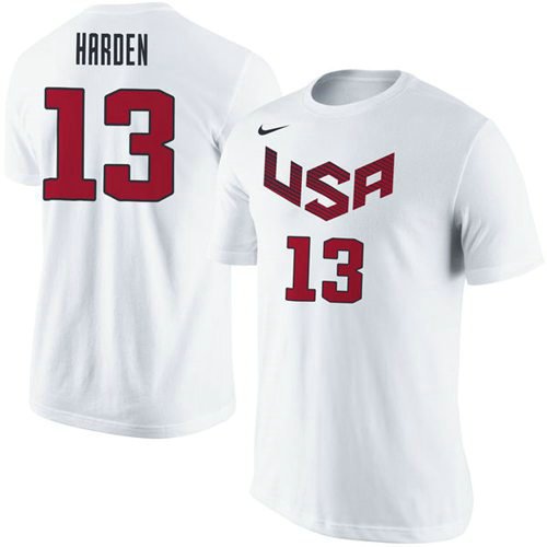 Team USA 13 James Harden Basketball Nike Name & Number T-Shirt White inbean