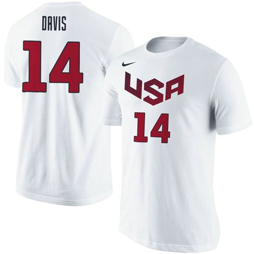 Team USA 14 Anthony Davis Basketball Nike Name & Number T-Shirt White inbean