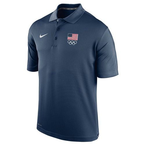 Team USA Nike 5 Rings Varsity Performance Polo Navy inbean